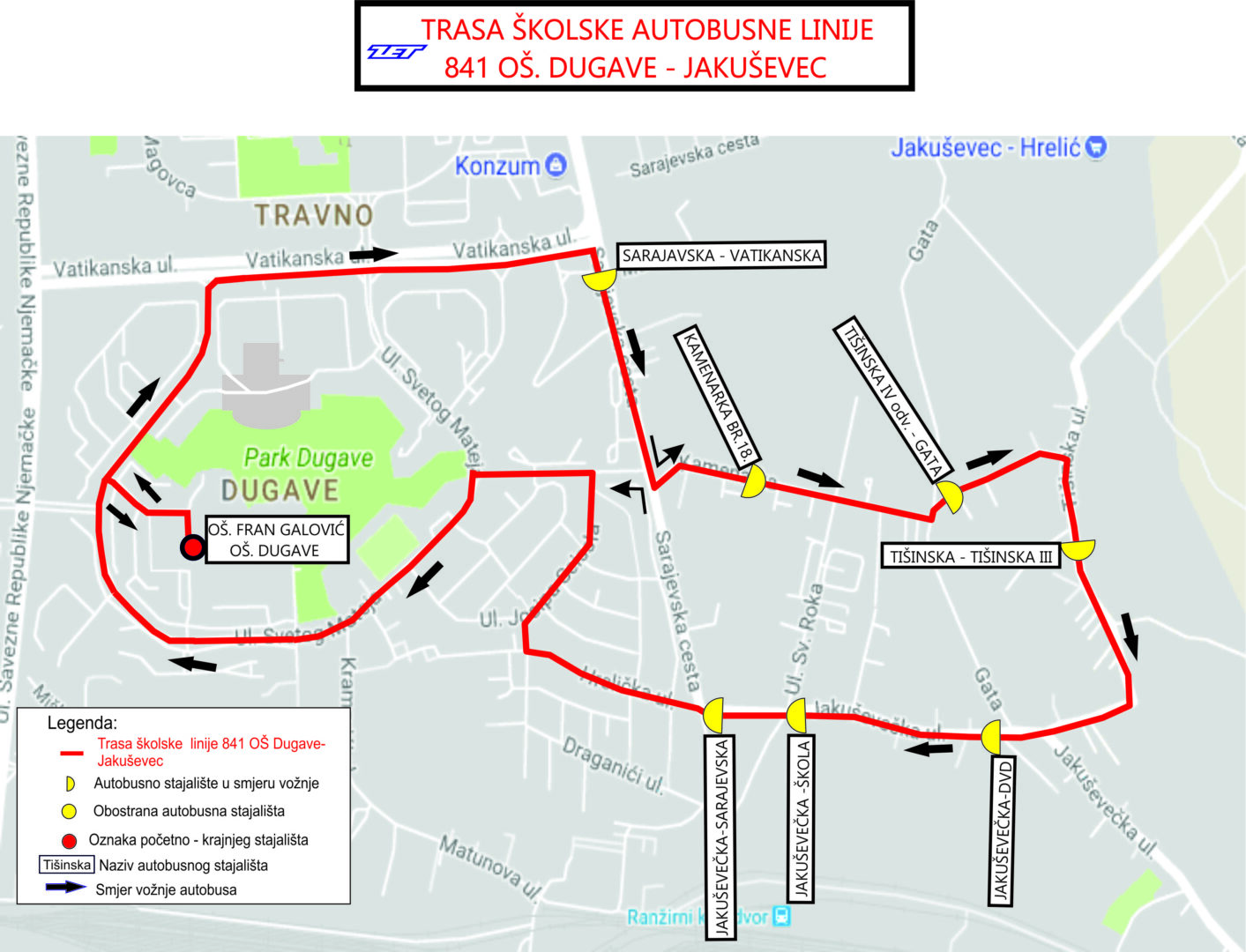 Promjena trase školske autobusne linije